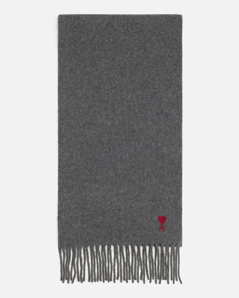 AMI Paris Ami de Coeur Schal aus grauer Wolle Grau - Größe Unisex Kohlenstoffgrau