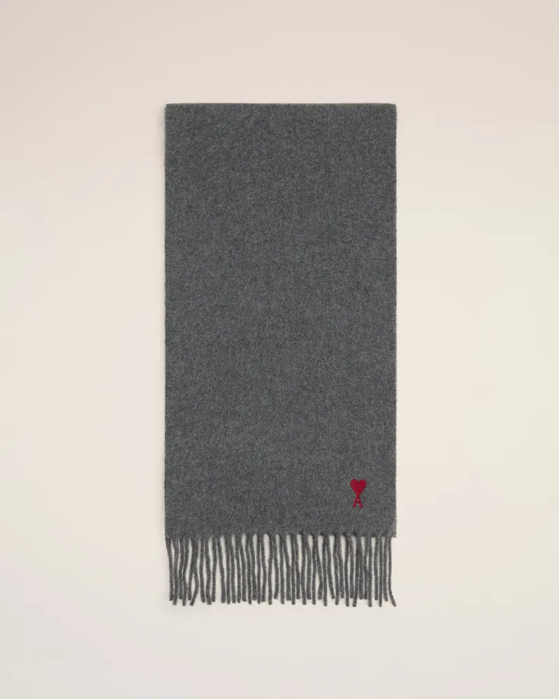 AMI Paris Ami de Coeur Schal aus grauer Wolle Grau - Größe Unisex Kohlenstoffgrau