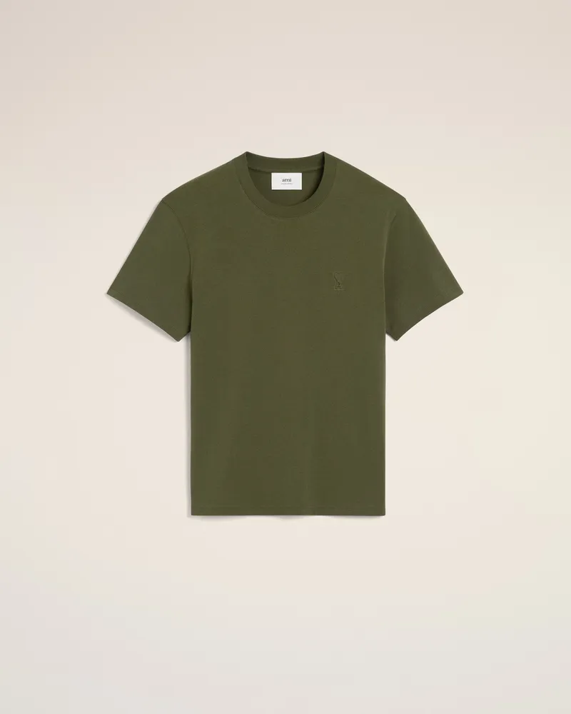 AMI Paris Ami de Coeur T-Shirt aus grüner Baumwolle Grün Unisex Loden