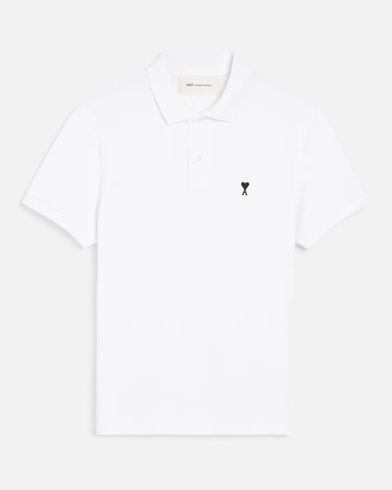 AMI Paris Weißes Ami De Coeur Baumwoll-Poloshirt mit kurzen Ärmeln Weiß - Größe für Herren Weiss