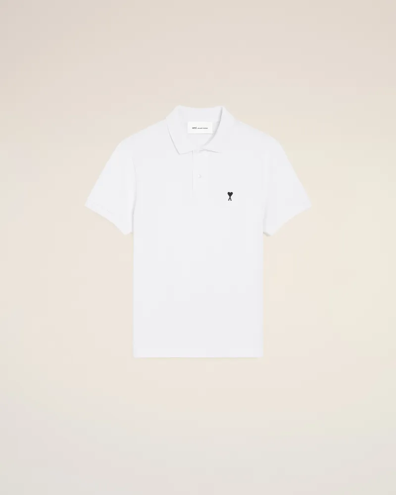 AMI Paris Weißes Ami De Coeur Baumwoll-Poloshirt mit kurzen Ärmeln Weiß für Herren Weiss
