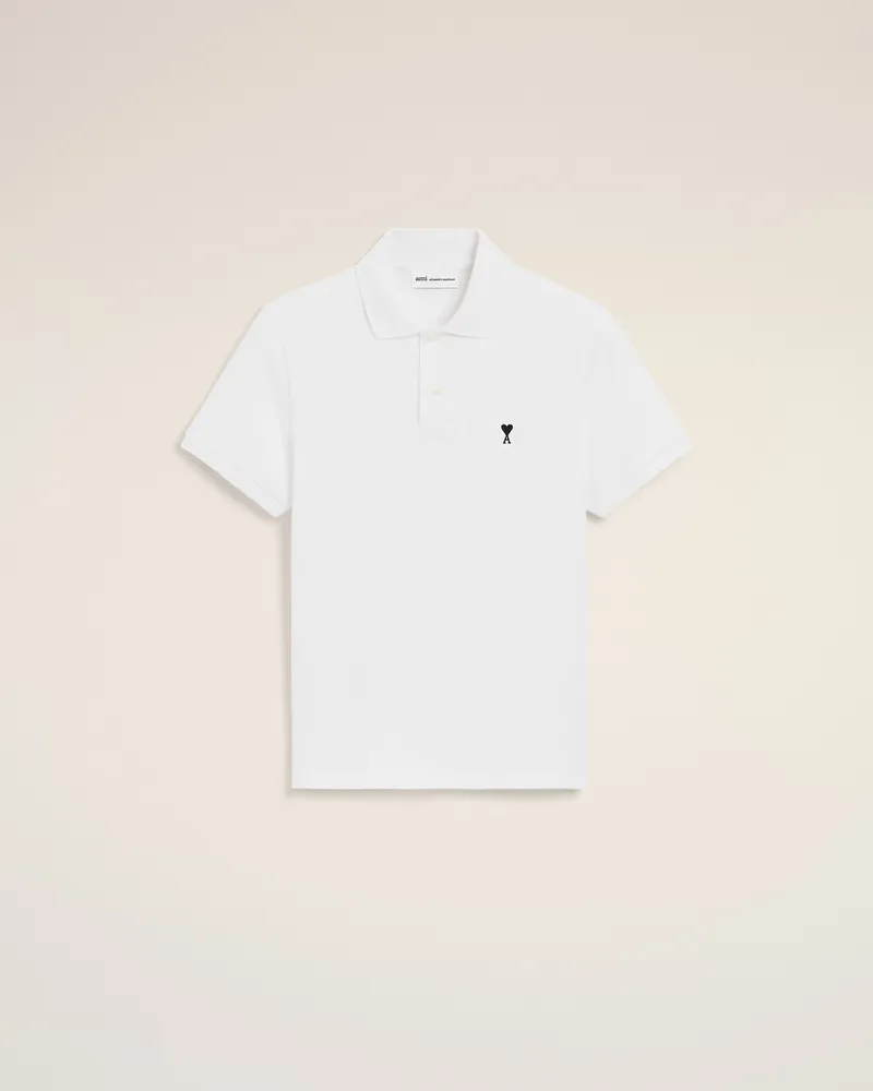 AMI Paris Weißes Ami De Coeur Baumwoll-Poloshirt mit kurzen Ärmeln Weiß für Herren Weiss