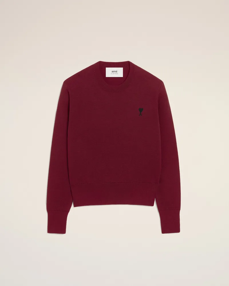 AMI Paris Ami De Coeur Pullover mit Rundhalsausschnitt aus Wolle in Burgundy Rot für Damen Cherry