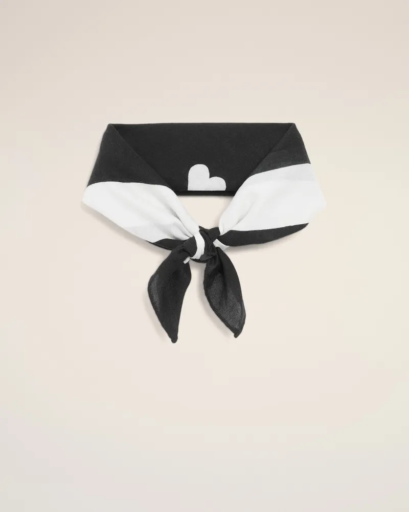 AMI Paris Schwarzer Baumwollschal mit De Coeur Print Schwarz Unisex Schwarz