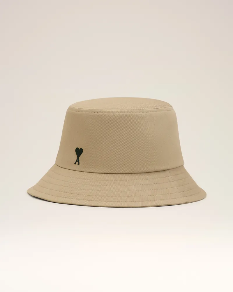 AMI Paris Beigefarbener Ami De Coeur Fischerhut aus Baumwolle Beige Unisex Taupegrau
