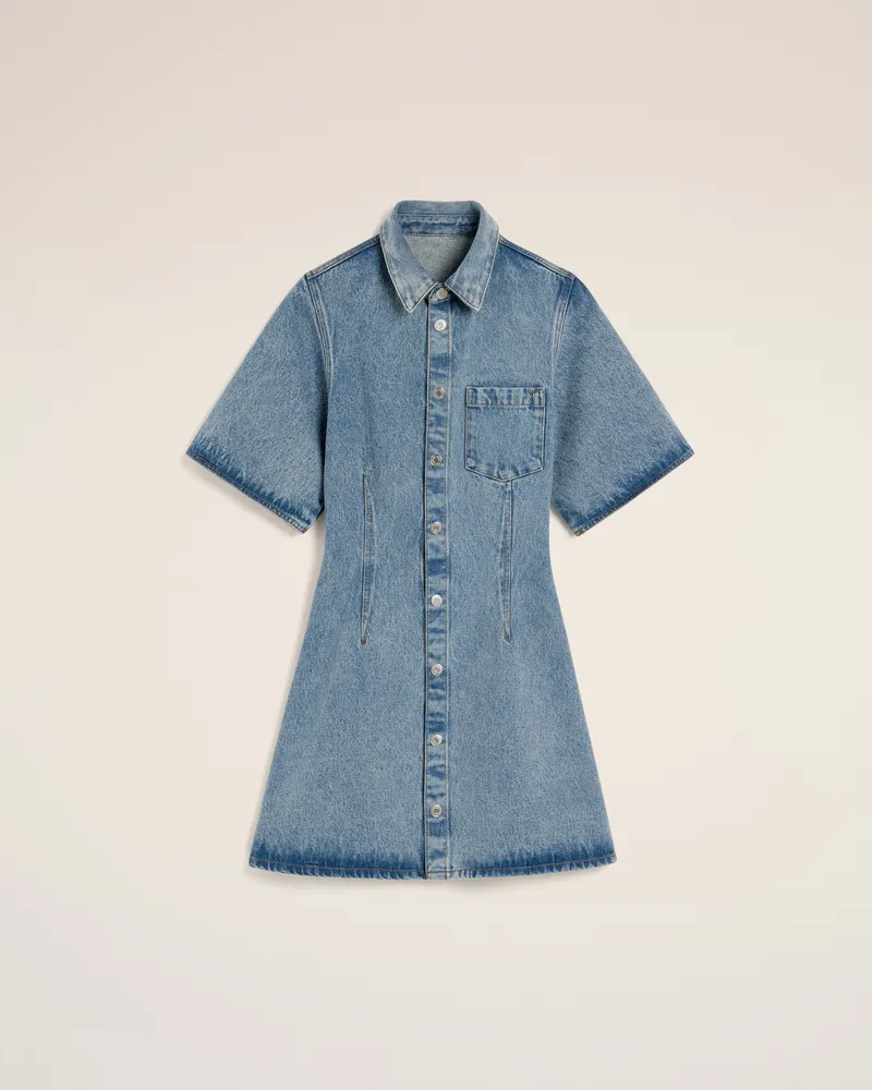 AMI Paris Kurzärmeliges Hemdkleid aus blauer Baumwolle Blau für Damen Blau
