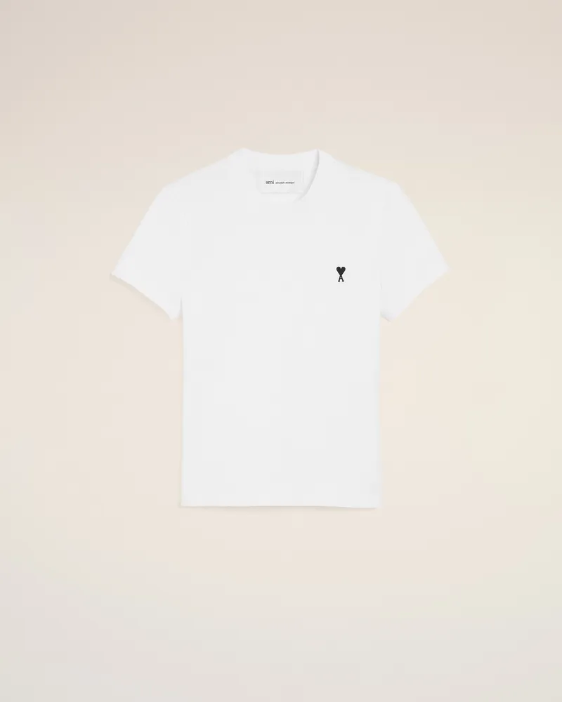 AMI Paris Weißes Baumwoll Ami De Coeur T-Shirt in verkürzter Passform Weiß für Damen Weiss