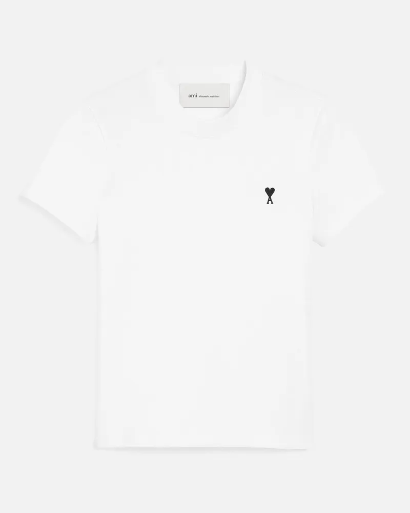 AMI Paris Ami de Coeur T-Shirt aus weißer Baumwolle Weiß - Größe für Damen Weiss