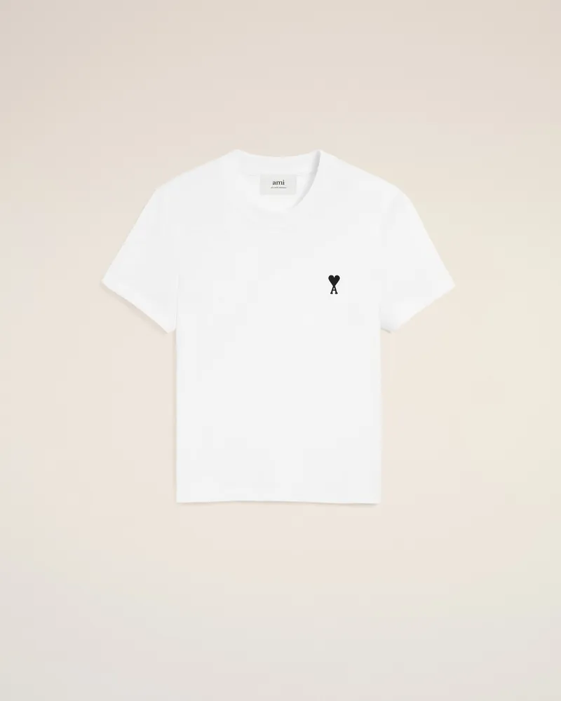 AMI Paris Weißes Baumwoll Ami De Coeur T-Shirt in verkürzter Passform Weiß für Damen Weiss