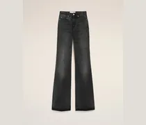 Ausgestellte Jeans aus schwarzer Baumwolle Grau für Damen