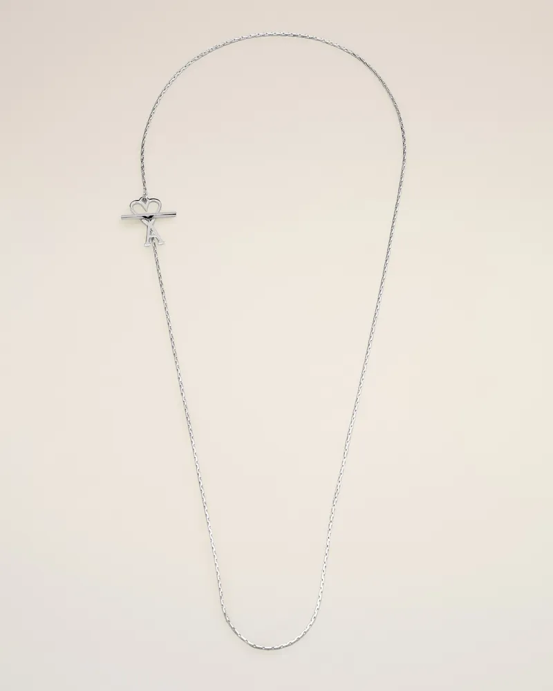 AMI Paris Ami De Coeur Halskette aus Messing in Silber Grau Unisex Silber