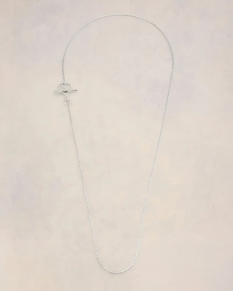 AMI Paris Ami De Coeur Halskette aus Messing in Silber Grau Unisex Silber