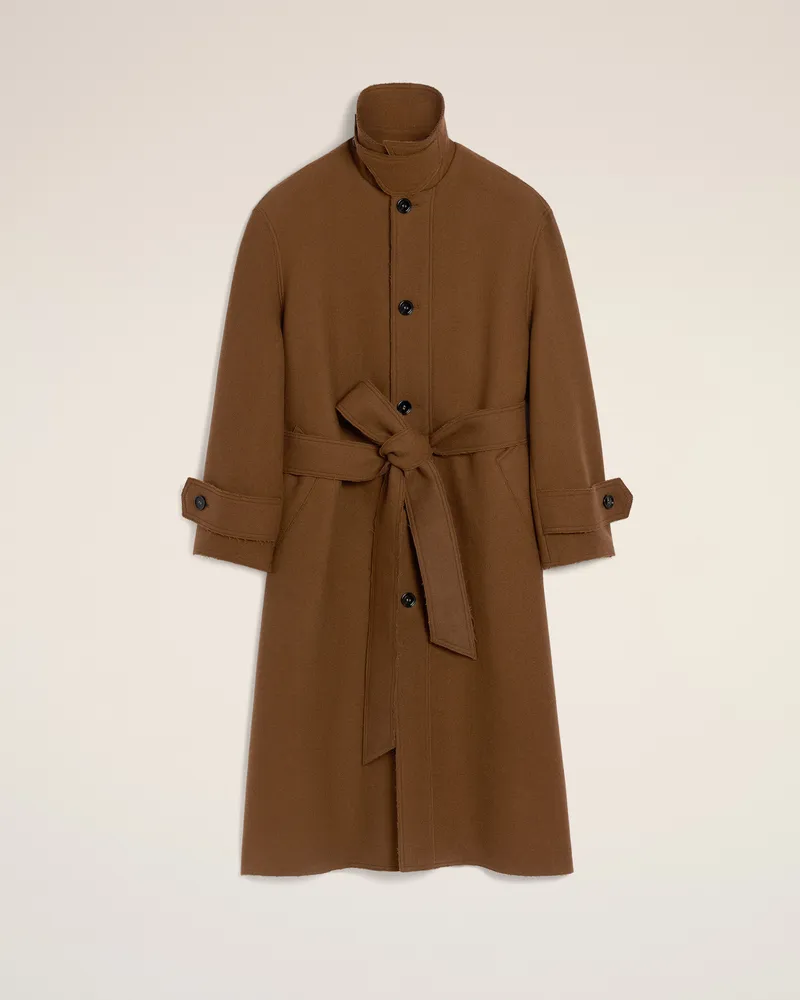 AMI Paris Regenmantel mit Gürtel aus Wolle in Braun Braun Unisex Hazelnut