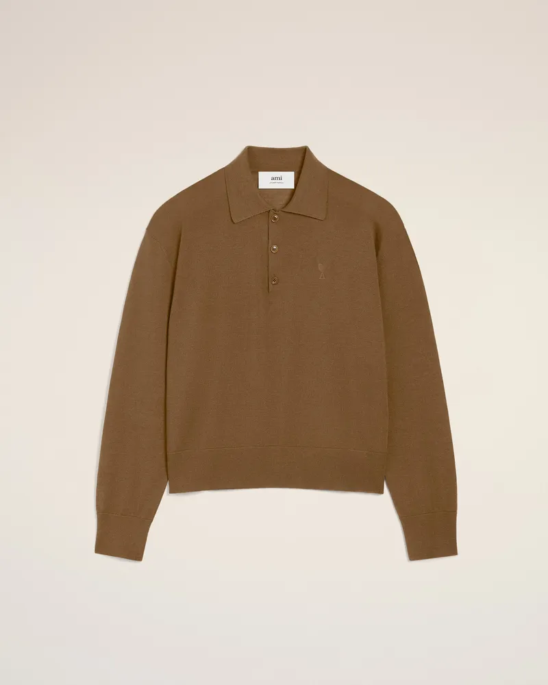 AMI Paris Ami de Coeur Polohemd aus Wolle in Braun Braun für Herren Hazelnut