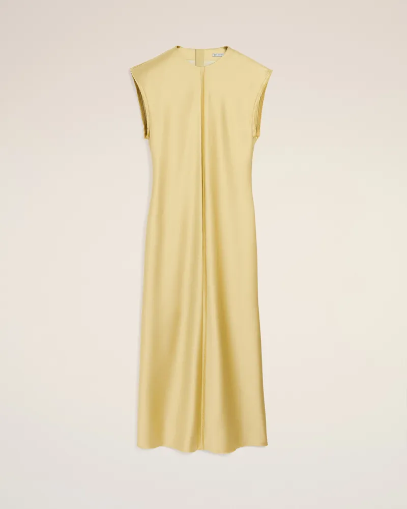 AMI Paris Grünes langes Kleid mit unversäuberten Kanten Gelb für Damen Lime