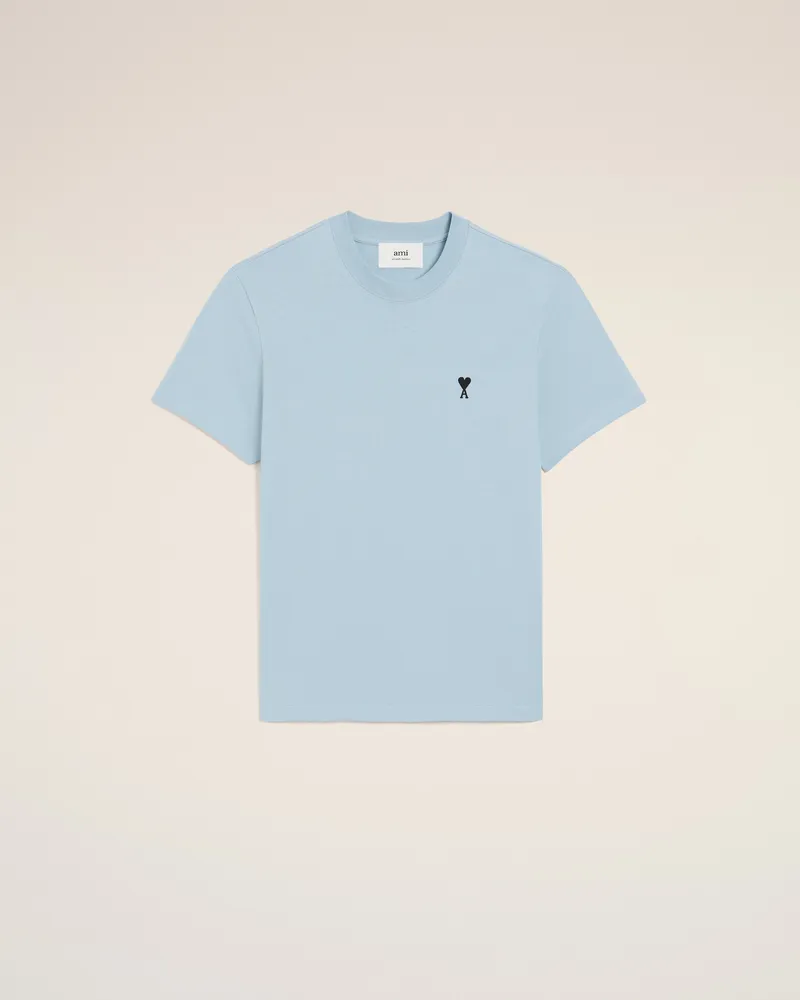 AMI Paris Ami de Coeur T-Shirt aus beigefarbener Baumwolle Blau für Herren Sky