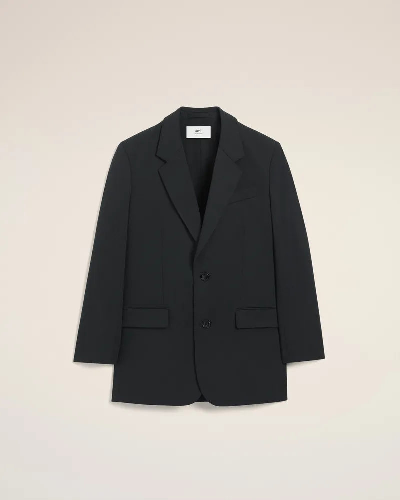 AMI Paris Lockerer zweireihiger Blazer aus schwarzer Wolle Grau für Herren Anthrazit