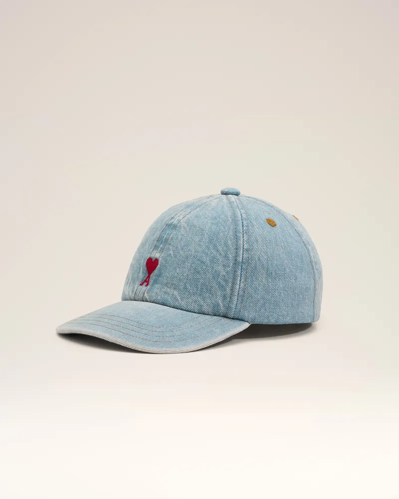 AMI Paris Ami de Coeur Cap aus blauem Denim-Baumwolle Blau Unisex Blau