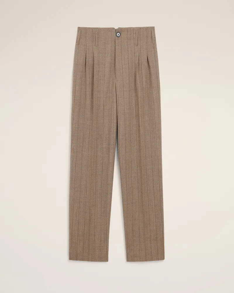 AMI Paris Braune gestreifte Hose mit zwei Falten aus Wolle Braun für Herren Schokobraun