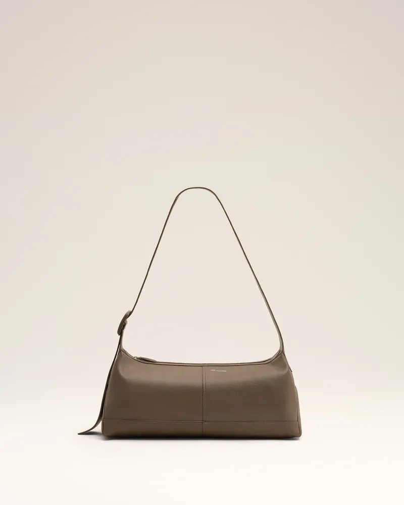 AMI Paris Etienne Crossbody-Tasche aus braunem Taurillon-Leder, klein Braun Unisex Trüffel