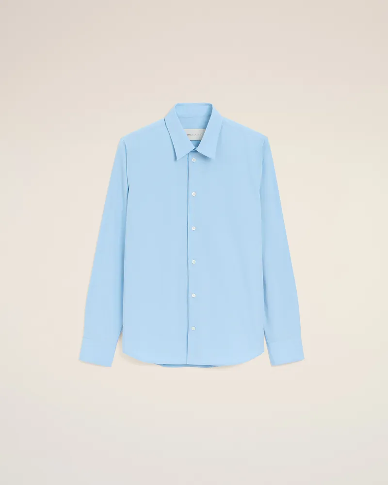 AMI Paris Blaues Ami De Coeur Baumwollhemd mit Stickerei Weiß für Herren Cashmere