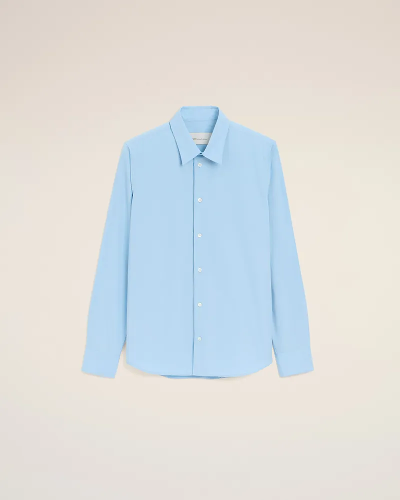 AMI Paris Blaues Ami De Coeur Baumwollhemd mit Stickerei Blau für Herren Cashmere