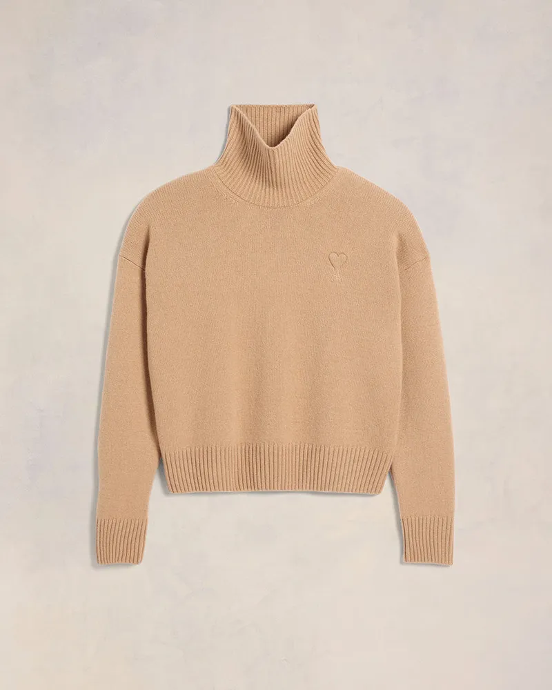 AMI Paris Ami de Coeur Pullover mit hohem Stehkragen Rosa - Größe Unisex Nude