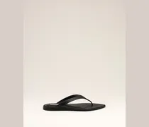 Flip-Flops aus schwarzem Lammleder mit spitzer Zehenpartie Schwarz für Damen