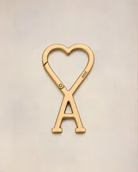 AMI Paris Ami de Coeur Schlüsselanhänger mit Haken Gold Gebürstetes