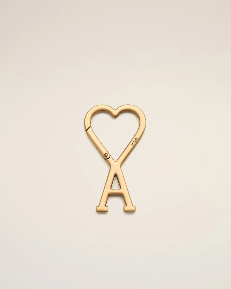 AMI Paris Ami De Coeur Schlüsselanhänger mit Haken aus goldfarbenem Metall Gelb Unisex Gebürstetes