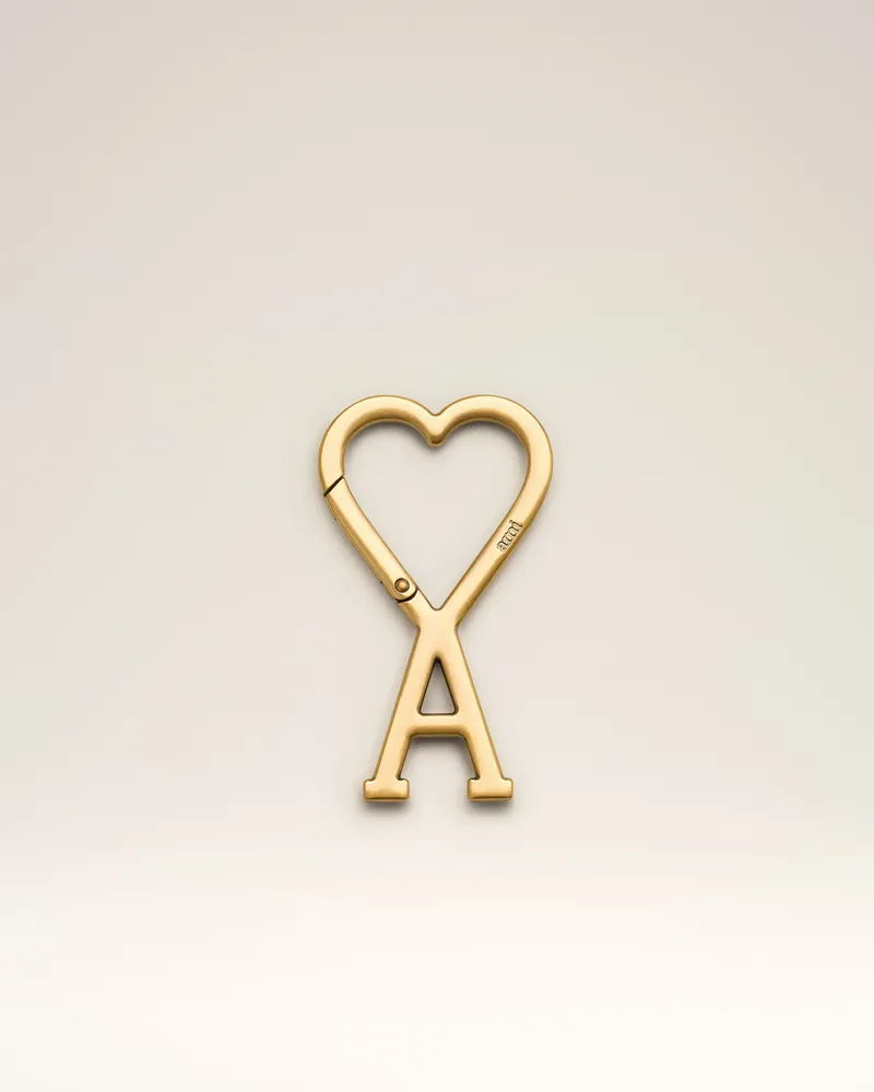 AMI Paris Ami de Coeur Schlüsselanhänger mit goldfarbenem Aluminiumhaken Gelb Unisex Gebürstetes