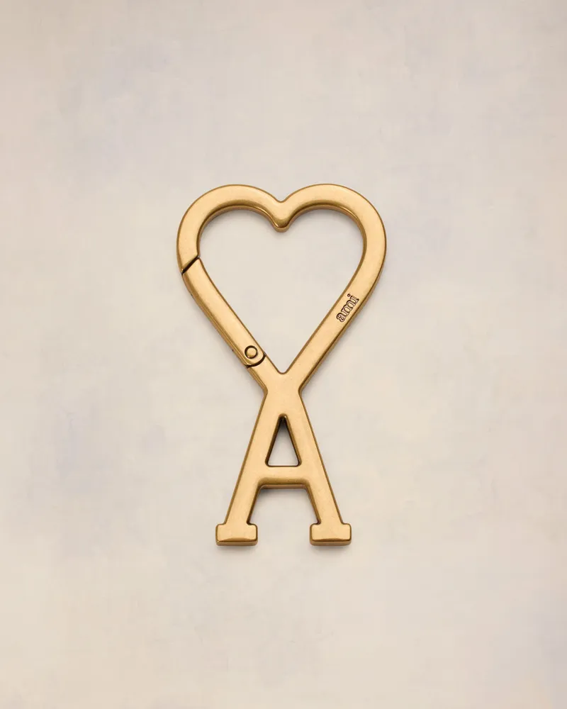 AMI Paris Ami De Coeur Schlüsselanhänger mit Haken aus goldfarbenem Metall Gelb Unisex Gebürstetes