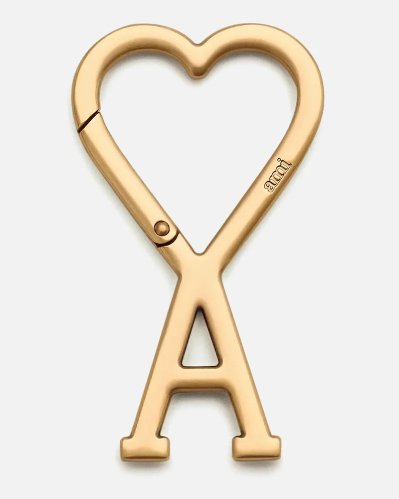 AMI Paris Ami de Coeur Schlüsselanhänger mit goldfarbenem Aluminiumhaken Gelb Unisex Gebürstetes
