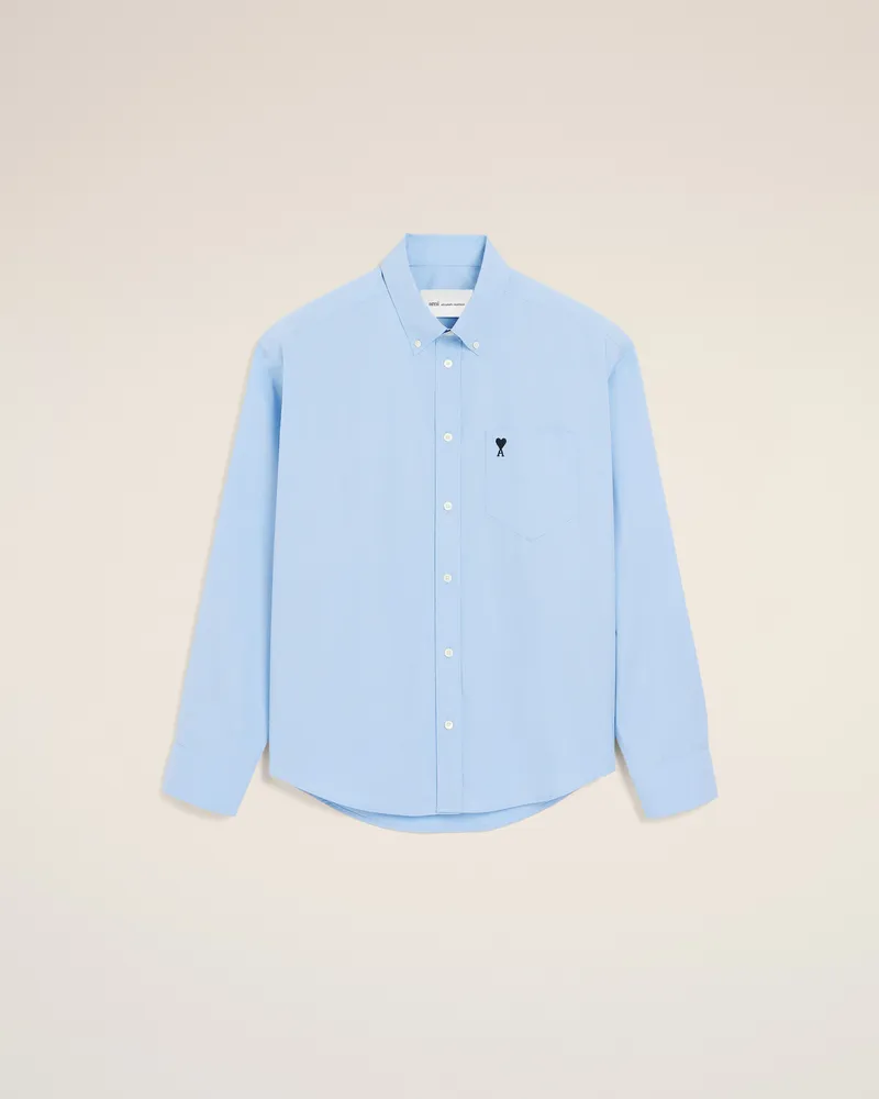 AMI Paris Ami de Coeur Hemd aus blauem Baumwollstoff im Boxy-Schnitt Blau - Größe für Herren Cashmere
