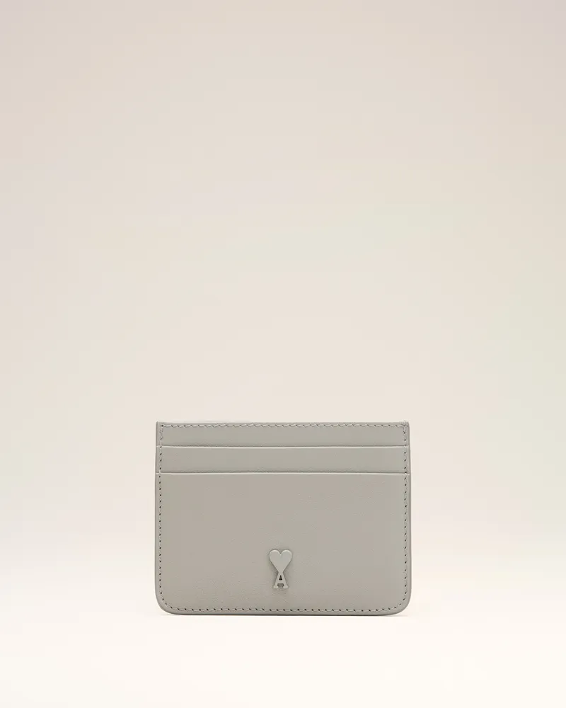 AMI Paris Kartenetui Ami De Coeur aus grauem Rindsleder Grau Unisex Helles