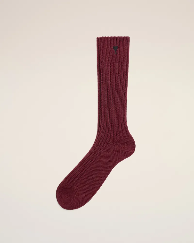 AMI Paris Ami De Coeur Socken aus Baumwolle in Burgundy Rot Unisex Cherry