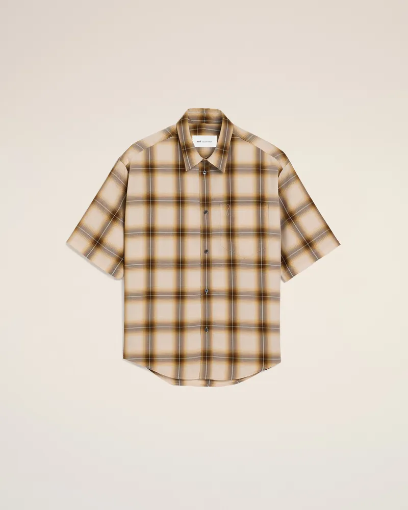 AMI Paris Ami de Coeur Hemd aus beigefarbener Canvas mit Karomuster in Boxy-Passform Beige für Herren Taupe-beige