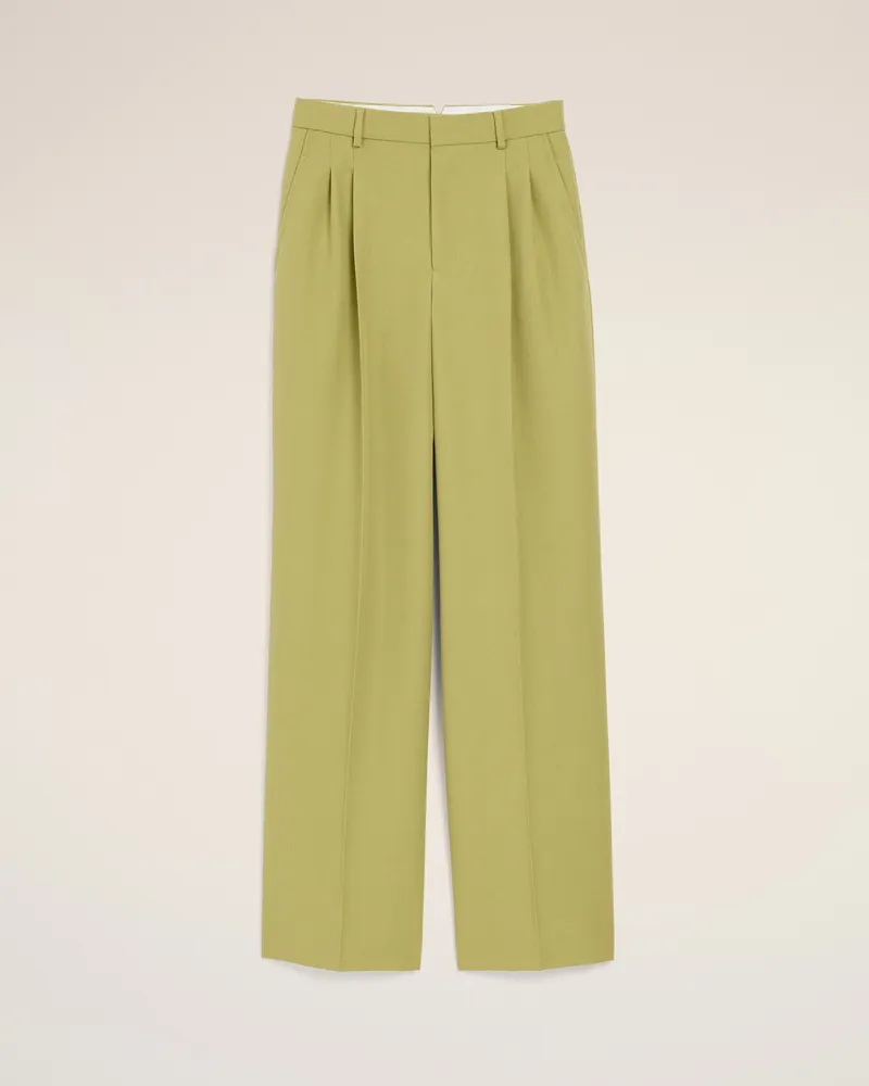 AMI Paris Grüne Hose aus Schurwolle mit niedriger Taille und weitem Bein Grün für Damen Matcha