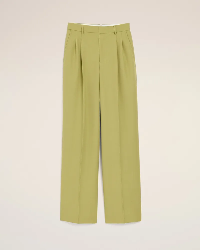 AMI Paris Grüne Hose aus Schurwolle mit niedriger Taille und weitem Bein Grün für Damen Matcha