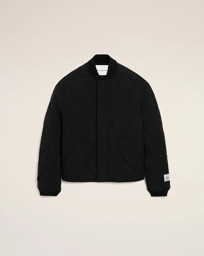 AMI Paris Schwarze gepolsterte Jacke aus Nylon Schwarz Unisex Schwarz