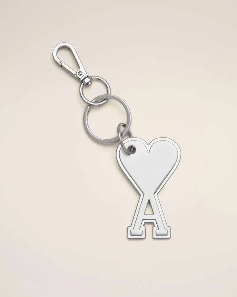 AMI Paris Ami de Coeur Schlüsselanhänger aus silberfarbenem Metall Grau Unisex Gebürstetes