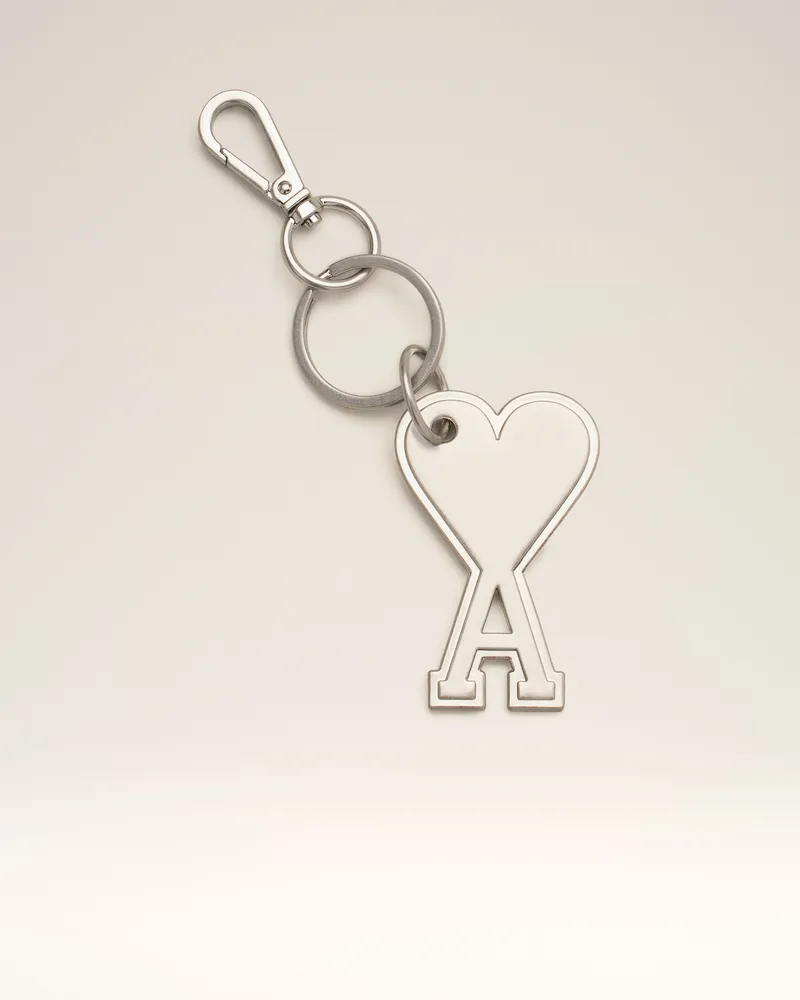 AMI Paris Ami de Coeur Schlüsselanhänger aus silberfarbenem Metall Grau Unisex Gebürstetes