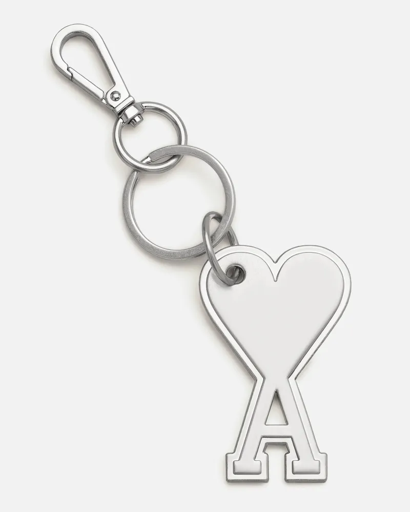 AMI Paris Ami de Coeur Schlüsselanhänger aus silberfarbenem Metall Grau Unisex Gebürstetes