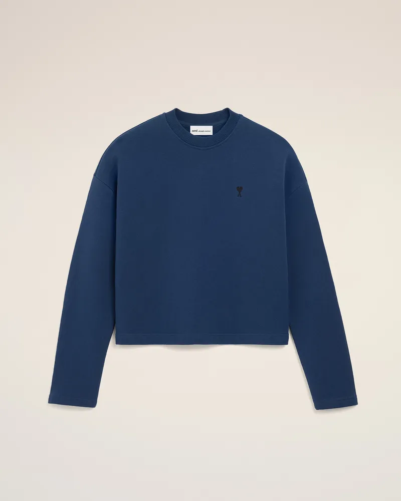 AMI Paris Blaues Sweatshirt aus Baumwolle mit Ami De Coeur Ausschnitt Blau für Damen Tinte