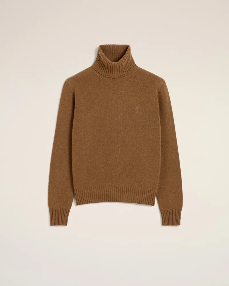 AMI Paris Ami De Coeur Rollkragenpullover aus braunem Kaschmir Braun für Herren Hazelnut