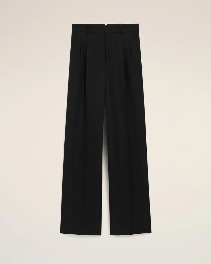 AMI Paris Gerade Hose aus schwarzer Wolle Schwarz für Herren Schwarz