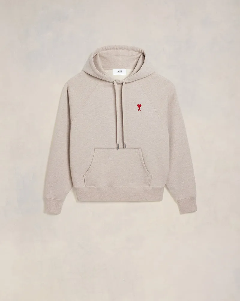 AMI Paris Ami de Coeur Hoodie Beige Heather