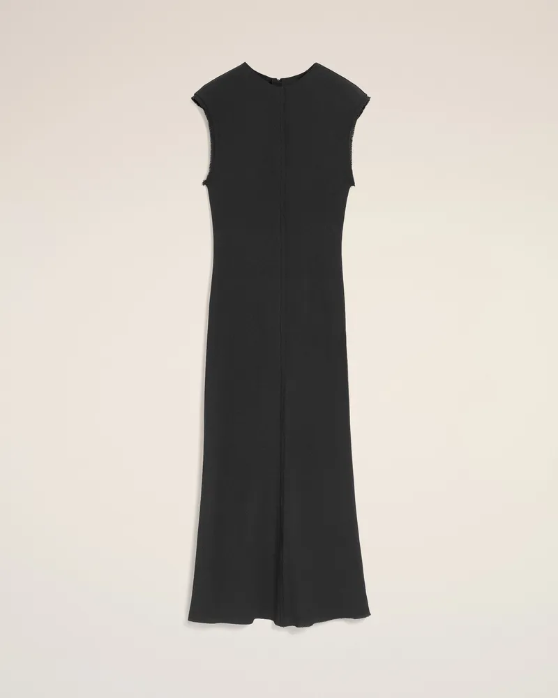 AMI Paris Schwarzes langes Kleid mit unversäuberten Kanten Grau für Damen Anthrazit