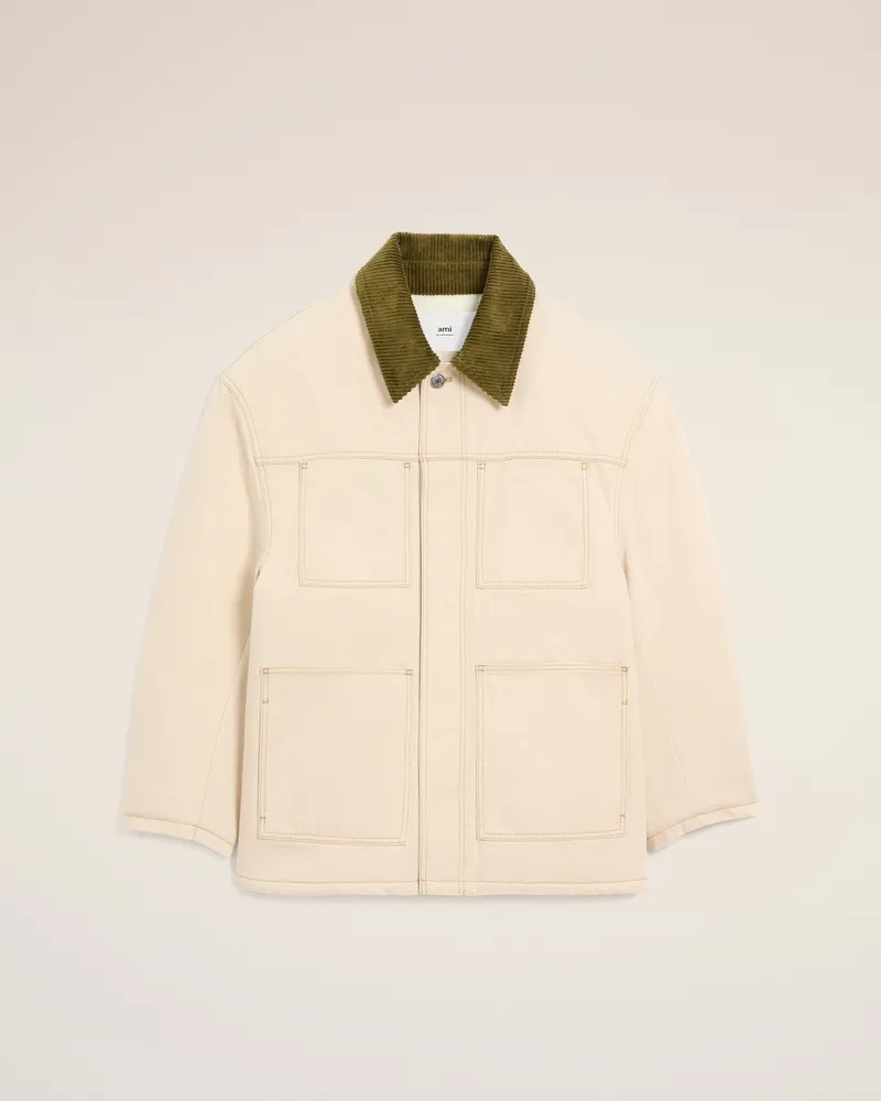 AMI Paris Gepolsterte Worker-Jacke aus Baumwolle in Weiß Weiß Unisex Off-weiss