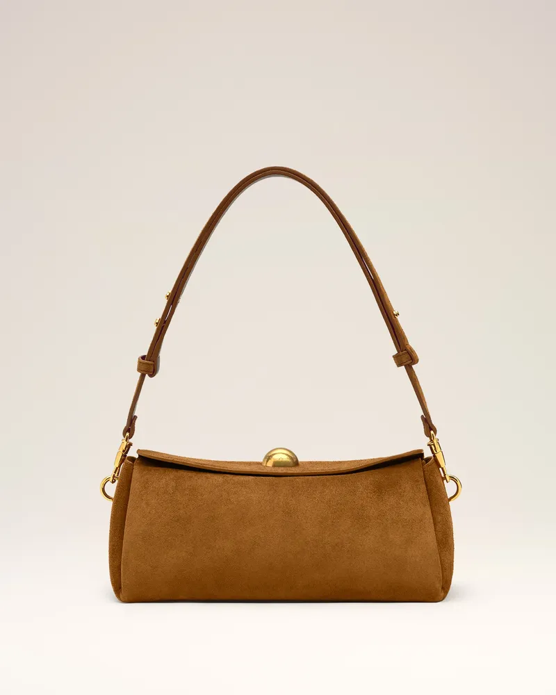 AMI Paris Braune Carrousel Tasche aus Wildleder Braun Unisex Hazelnut